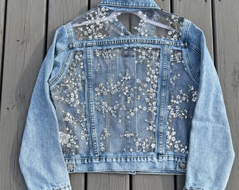 Unique Jeans Lace Side Panel Wide Leg Jean Denim Boho Chic
