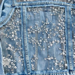 Cherry Sequin Patch Denim Jacket