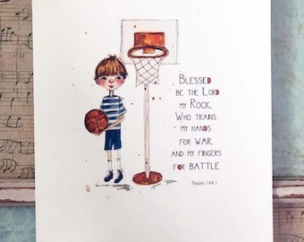 Boy poem, boy room, basketball print, original hand drawn boy basketball, inspirational, birthday gift, new baby gift