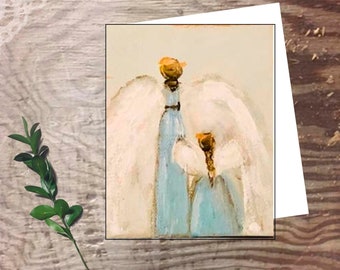 Sweet Mother daughter note cards,mixed media cards,angel cards