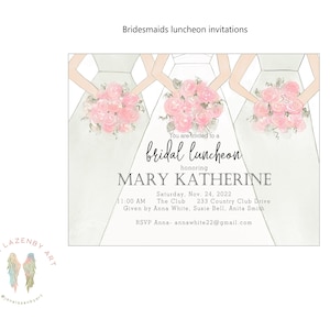 Modern Minimalist Bridal Shower Invitation, Original design invitation bride personalized bride shower  bridesmaid luncheon