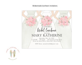 Modern Minimalist Bridal Shower Invitation, Original design invitation bride personalized bride shower  bridesmaid luncheon