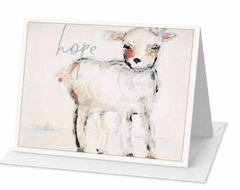HOPE  Notecard custom hand drawn lamb notecards
