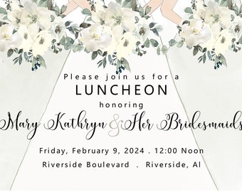 Modern Minimalist Bridal Shower Invitation, Original design invitation bride personalized bride shower  bridesmaid luncheon