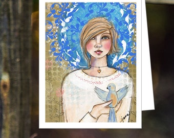 Original painting, girl painting, notecards, art notecards, when we trust Him