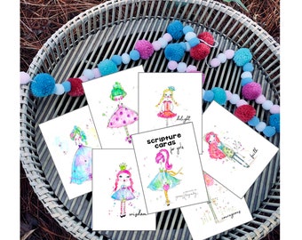 Scripture cards young girls, whimsical cards