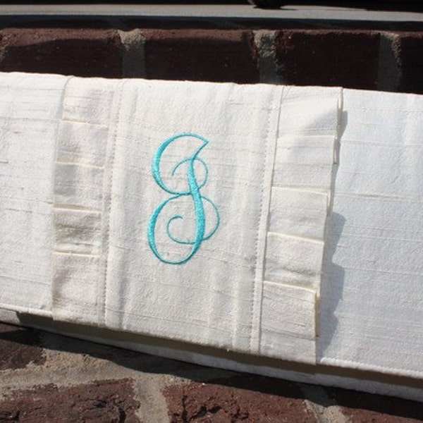 Monogrammed Silk Dupioni Bridal Clutch - Made to Order