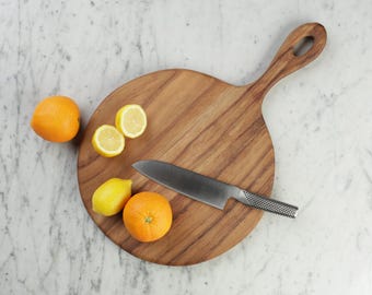 Round Serving Board with Handle - Conacaste Wood - Handmade Fair Trade, Pizza & Charcuterie Board