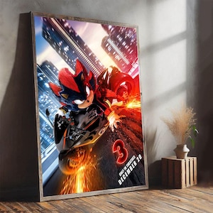 Sonic The Hedgehog 3 Filmposter, Klassisches Leinwand Poster, Wohnkultur, Kreatives Kunstdruck Poster für Geschenk, Filmfan Sammlerstücke