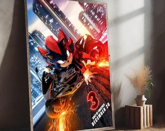 Sonic The Hedgehog 3 Film Poster, Classic Canvas Poster, Home Decor, Creative Art Print Poster for Gift, Film Fan Collectibles