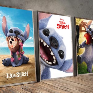 Lilo und Stitch Filmposter, Disney Klassisches Vintage Leinwand Poster, Wohnkultur, Kreatives Kunstdruck Poster als Geschenk, Filmfan Sammlerstücke