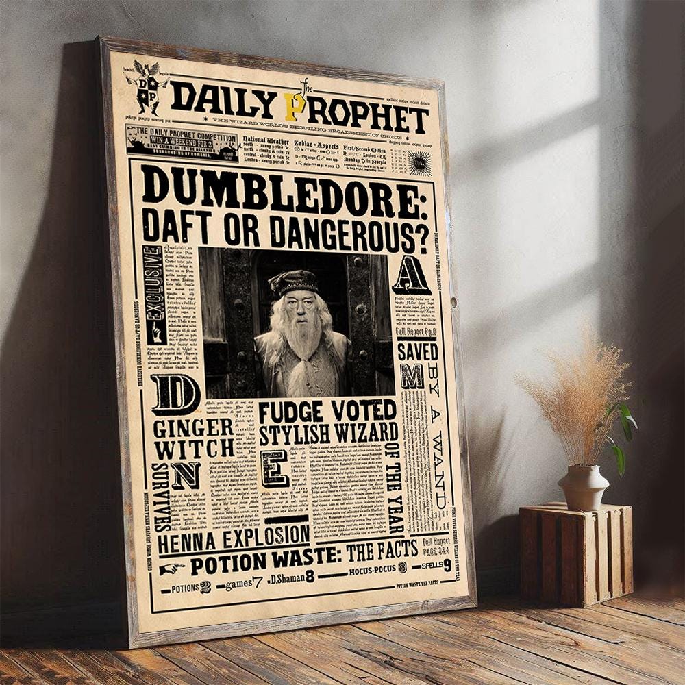 Harry Potter Albus Dumbledore Poster, Classic Vintage Canvas Poster, Home Decor, Creative Art Print Poster for Gift, Film Fan Collectibles