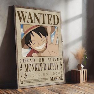 Affiche One Piece Luffy, Affiche classique sur toile One Piece, Décoration d'intérieur, Affiche imprimée artistique créative pour cadeau, Objets de collection pour les cinéphiles