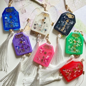 Handmade Japanese Omamori Charm - Resin Protection & Good Fortune