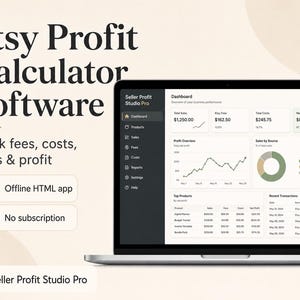 Seller Profit Studio Pro, Etsy Seller Profit Calculator Software, Offline HTML App, Fees Pricing Sales SEO Tool