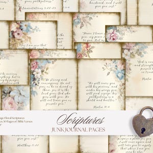 Scripture Junk Journal Pages: Vintage Floral Ephemera (Digital Download)