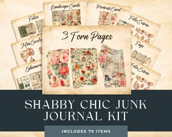 Shabby Chic Junk Journal Kit: Vintage Floral Ephemera (Digital Paper)