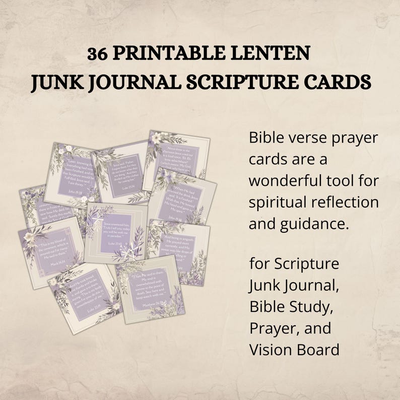 Lenten Bible Verse Cards, 36 Printable Lenten Season and Easter ...