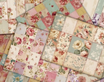 Patchwork Floral Shabby Chic: Papéis para Imprimir Junk Journal (Download Digital)