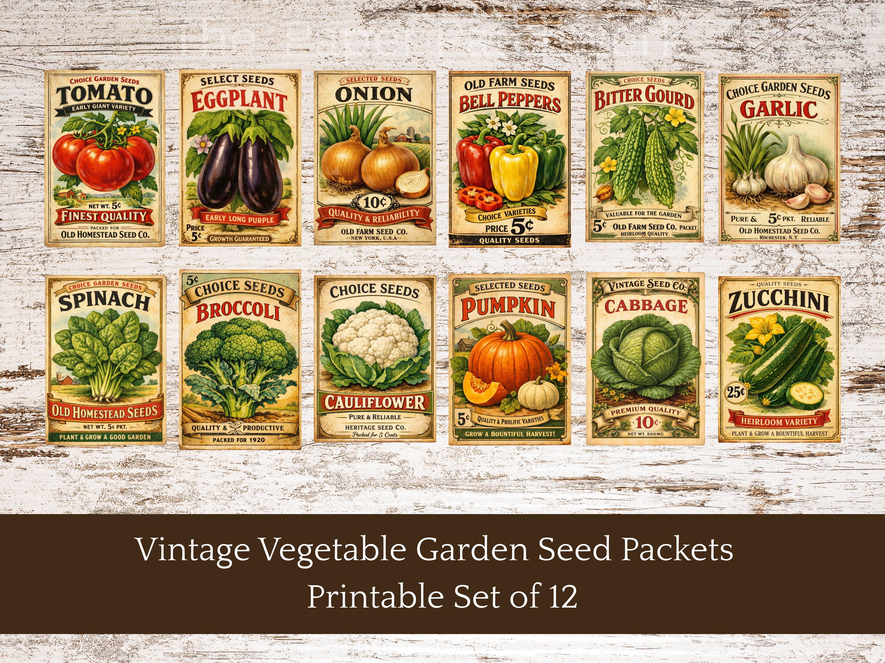 Vintage Vegetable Seed Packet Printable | Junk Journal Ephemera ...