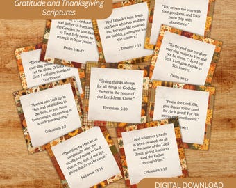 Printable Vintage Autumn Bible Verse Cards: Gratitude and Thanksgiving Scrapbook Ephemera (JPG Digital Download)