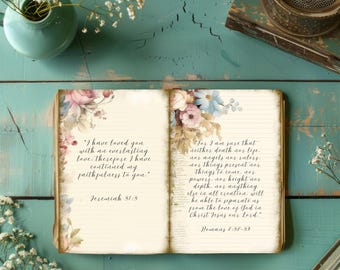 Diario di fede basato sulla spazzatura stampabile: pagine delle Scritture floreali vintage (download digitale)