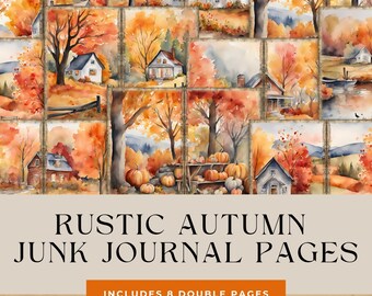 Aquarel herfst boerderijstijl junk journal pagina's rustieke herfst oogst scrapbooking ephemera