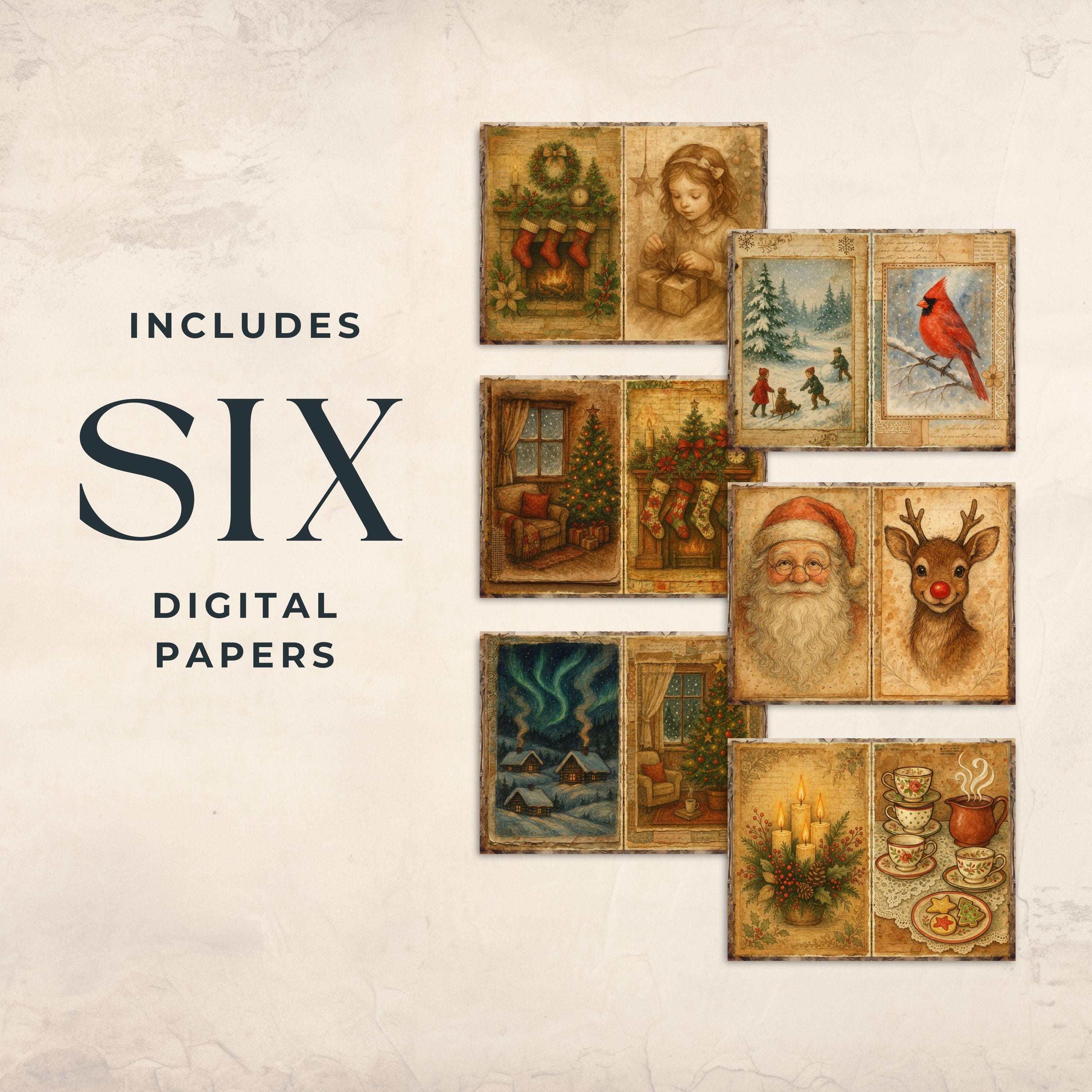 Christmas Junk Journal Printables Vintage Watercolor Pages Instant ...