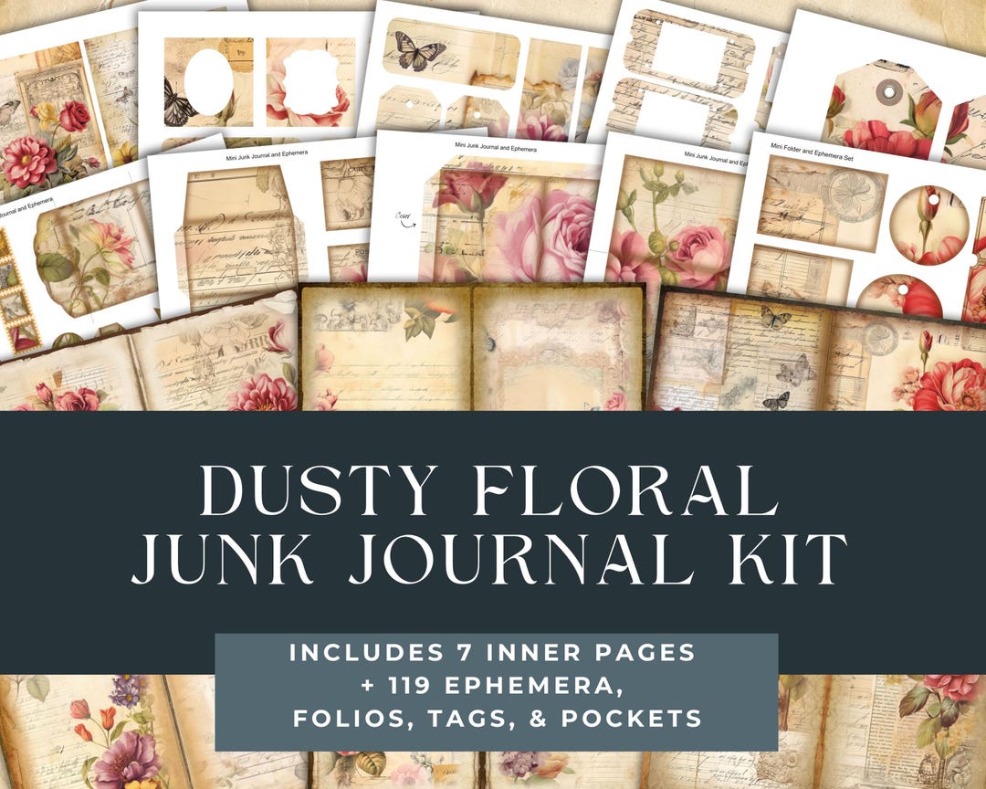Dusty Floral Junk Journal Kit Printables, Scrapbook Ephemera Digital ...