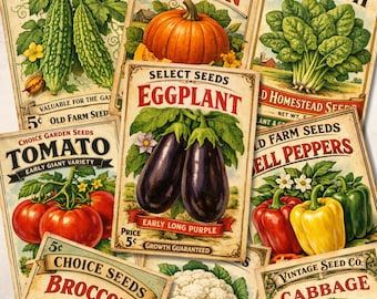 Printable Vintage Vegetable Seed Packet | Junk Journal Ephemera | Collage Sheets (Digital Download)