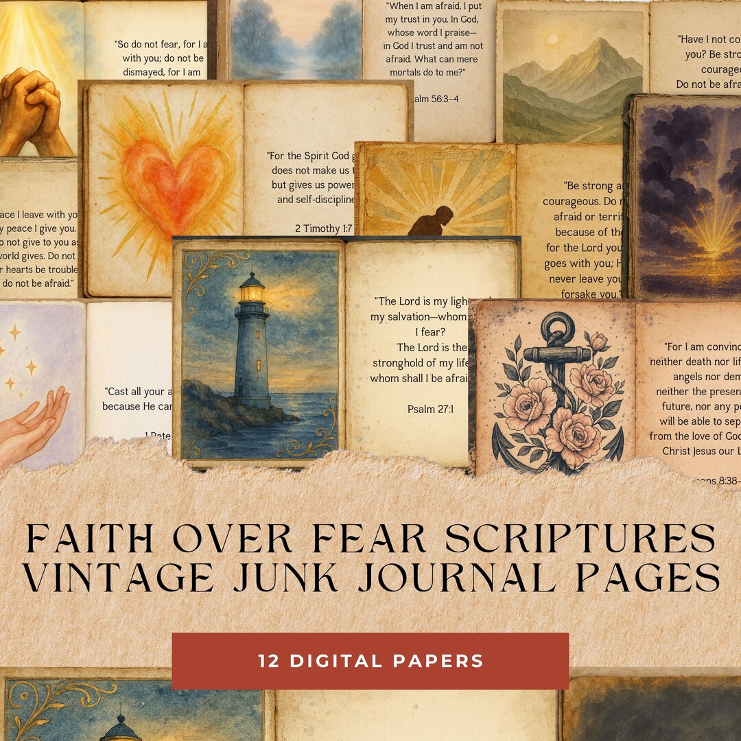 Vintage Bible Verse Junk Journal Pages: Faith Over Fear (digital Download) - Etsy