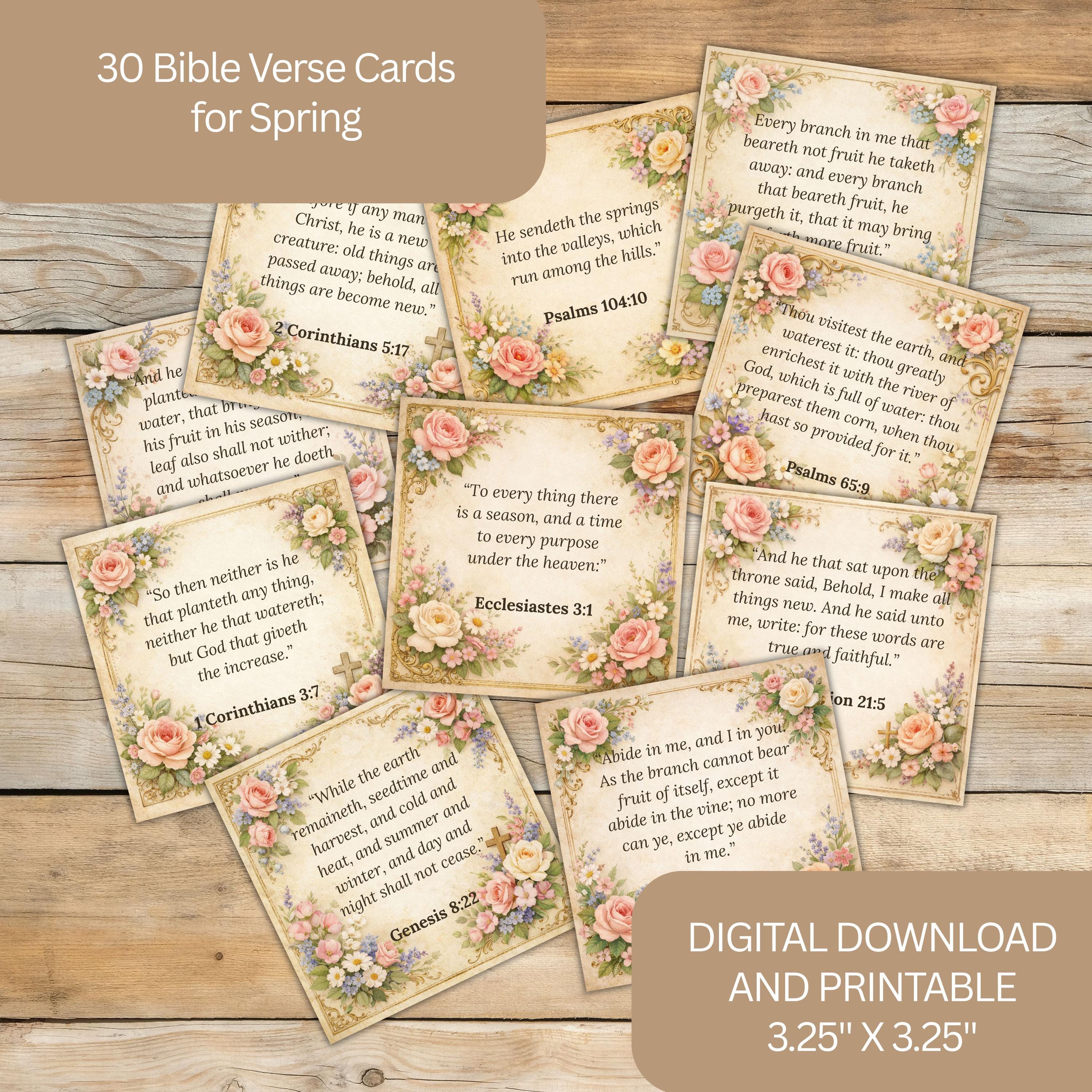 Spring Valley Images With Scriptures 30 Spring Bible Verse Cards, Printable Vintage Scriptures, Christian ...