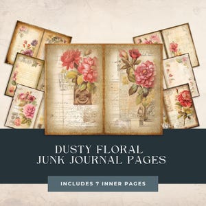 Printable Dusty Floral Junk Journal Pages, Scrapbook Ephemera Digital Paper, Vintage Style Decorative Paper Digital Downloads for Crafters