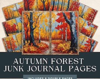 Autumn Forest Junk Journal Pages, Rustic Ephemera (Digital Downloads)