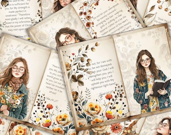 Cottagecore Faith Junk Journal Pages: Vintage Floral Bible Verse (Digital Download)