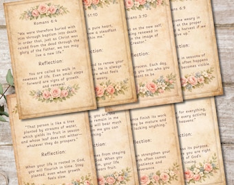 Shabby Chic Spring Bible Verse Cards | Vintage Floral Scripture Ephemera (Digital Download)