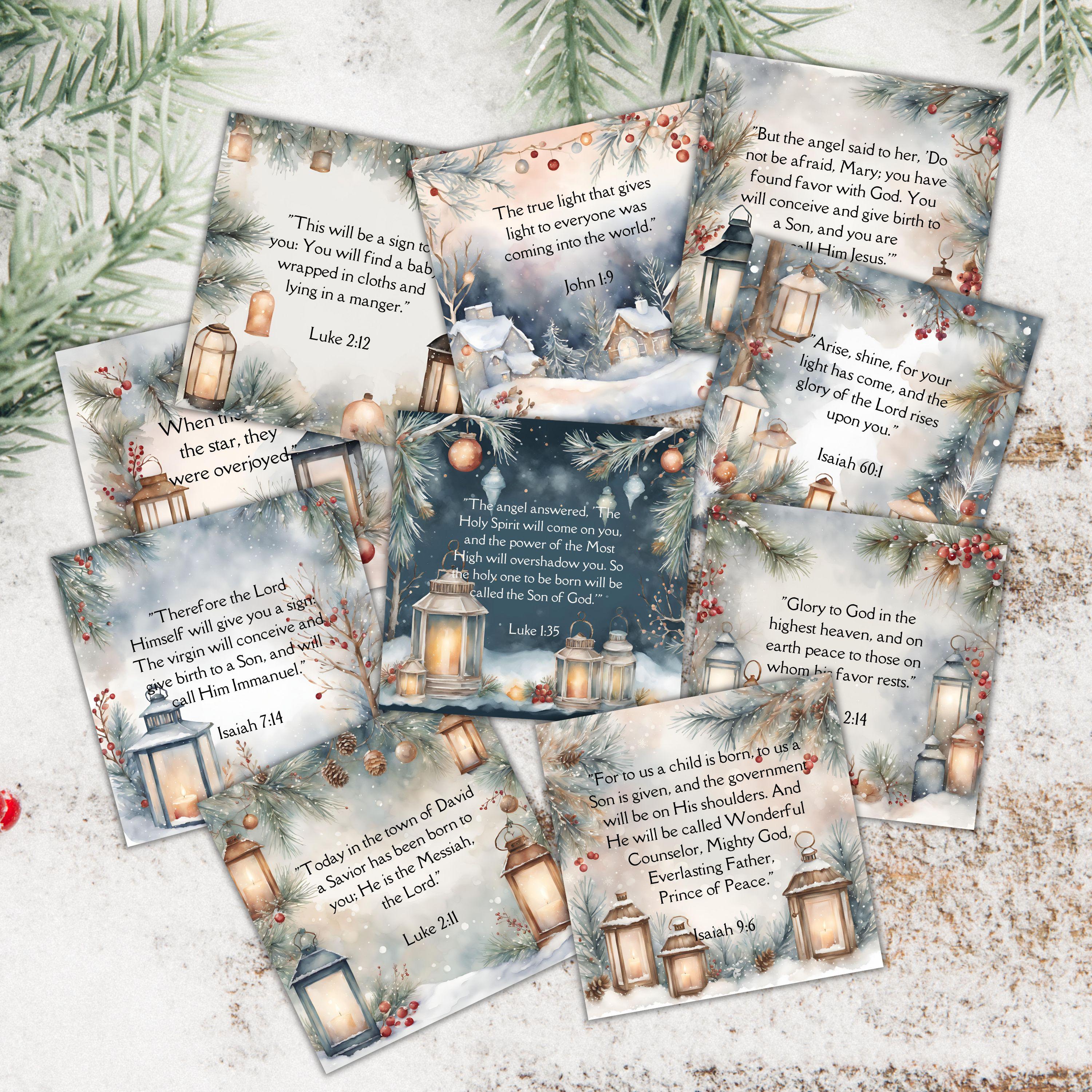 Christmas Bible Verse Cards: Printable Scripture Ephemera (digital ...