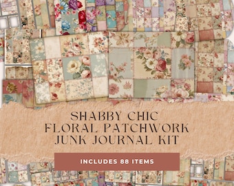 Shabby Chic Floral Junk Journal Kit: Patchwork Ephemera (Digital Download)