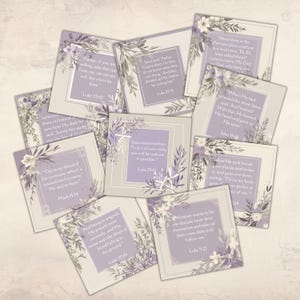 Cartões de versículos bíblicos da Quaresma, 36 cartões de escrituras da Quaresma e Páscoa para impressão para diários de lixo, presentes cristãos, itens efêmeros para scrapbooking