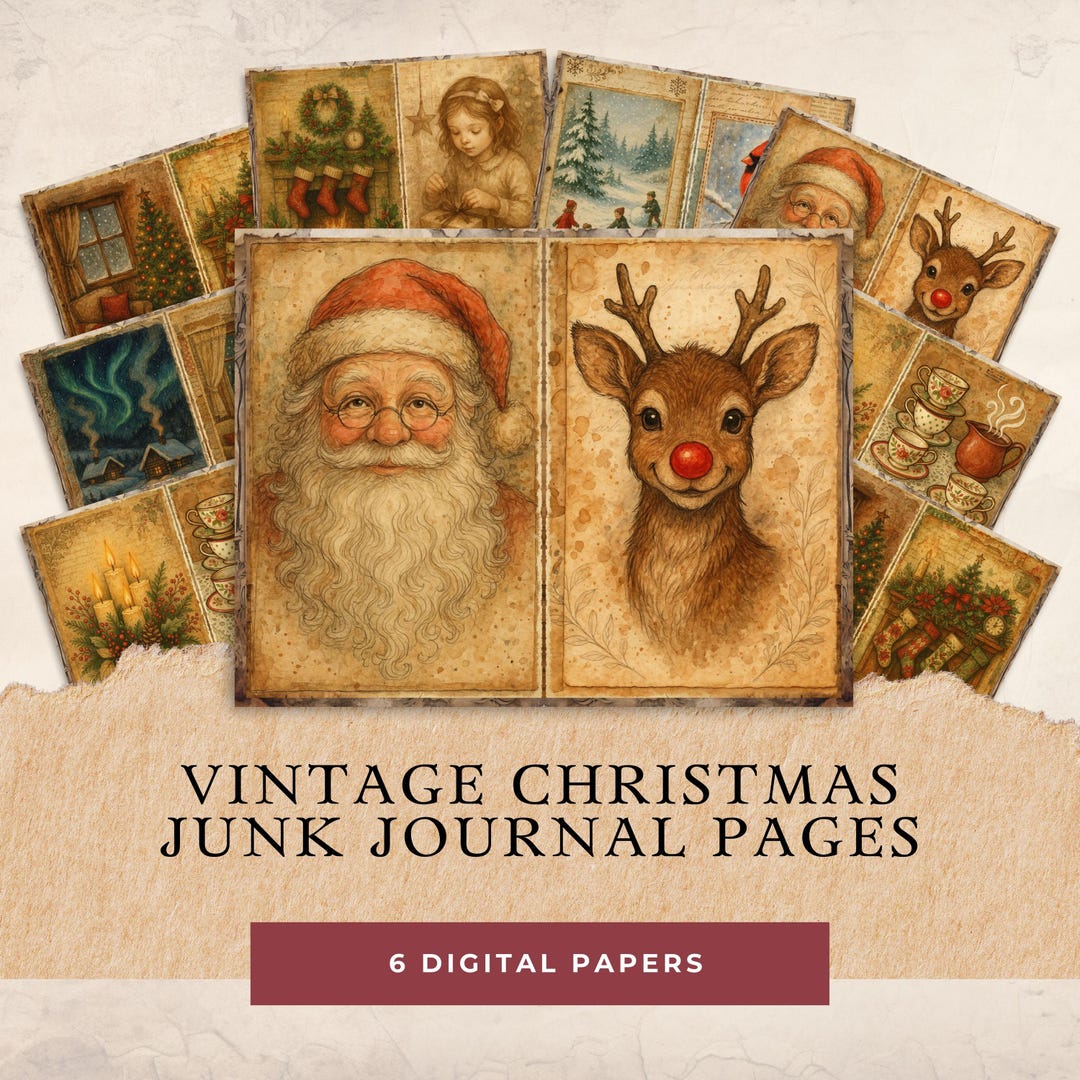 Christmas Junk Journal Printables Vintage Watercolor Pages Instant ...