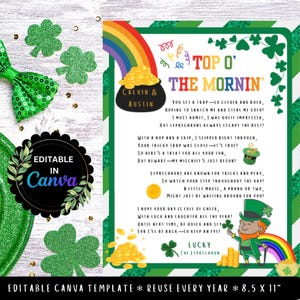 Carta mágica do duende - editável e imprimível | Diversão do dia de São Patrício | Download instantâneo