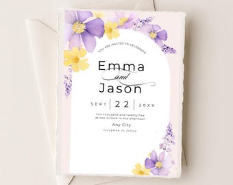 Wildflower Wedding Invitation Template | Printable Wedding Invitation,