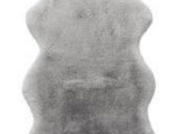 Silver Faux Rabbit Fur Rug: Soft Plush Shag Carpet