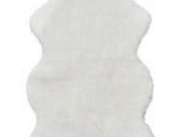 White Faux Rabbit Fur Rug: Soft Plush Carpet, non-slip