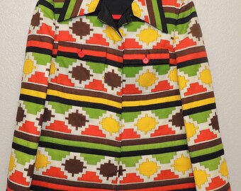 Vtg LANVIN  Paris New York Bold Color and Print Jacket, tag size 10