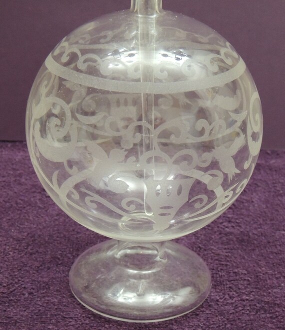 Vtg Large 7 3/4 inch Glass Perfume Bottle with 5 … - image 3