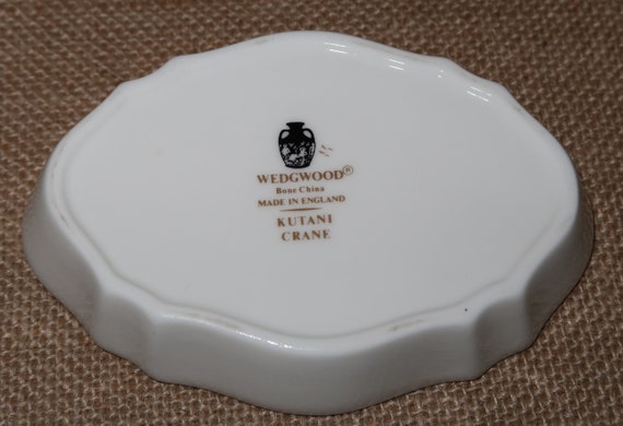 Vtg Wedgwood Bone China Oval Trinket Dish, Kutani… - image 2