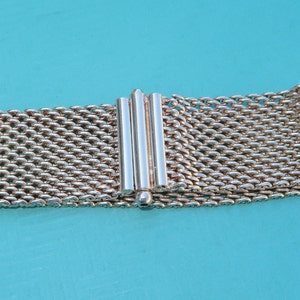 Vintage 38 Grams Italian Sterling Silver Mesh Bracelet, 1 inch wide