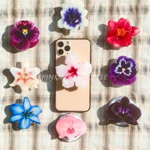 Orchid Flower Phone Grip, Pansy Flower Magnetic Grip For Kindle, Lily Flower Phone Holder, Phone Charm