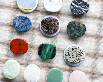 Crystal Worry Stone Phone Grip, Natural Thumb Stone Magnetic Grip For Kindle, Phone Holder, Phone Charm, Christmas Gift for Stress Relief